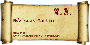 Mácsek Martin névjegykártya